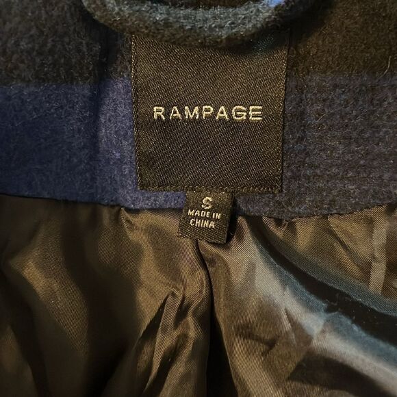 New! Rampage Blue & Black Plaid Peacoat Size Small NWT - Picture 10 of 16
